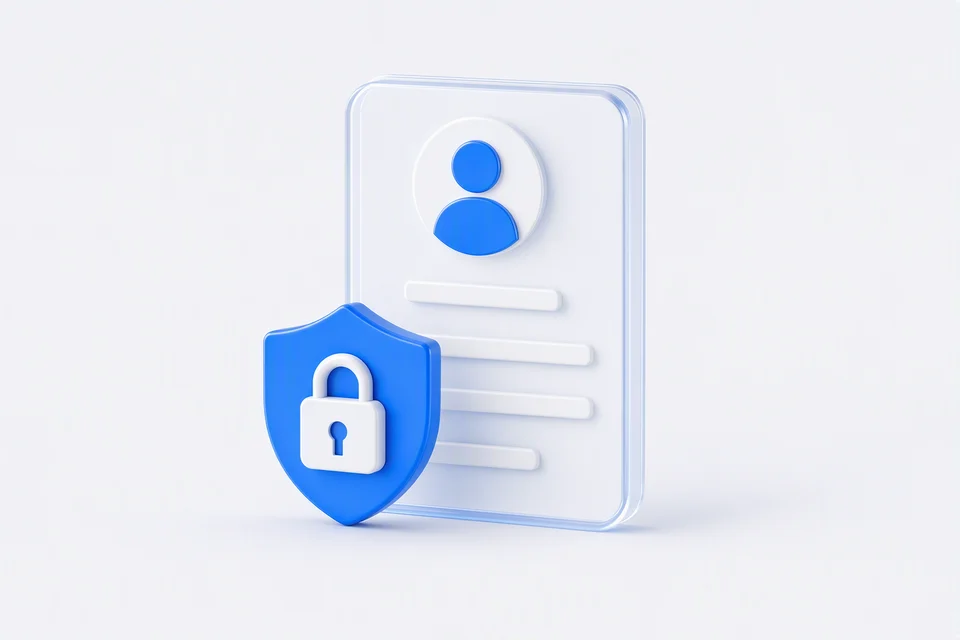 Blue shield and padlock protecting a candidate profile